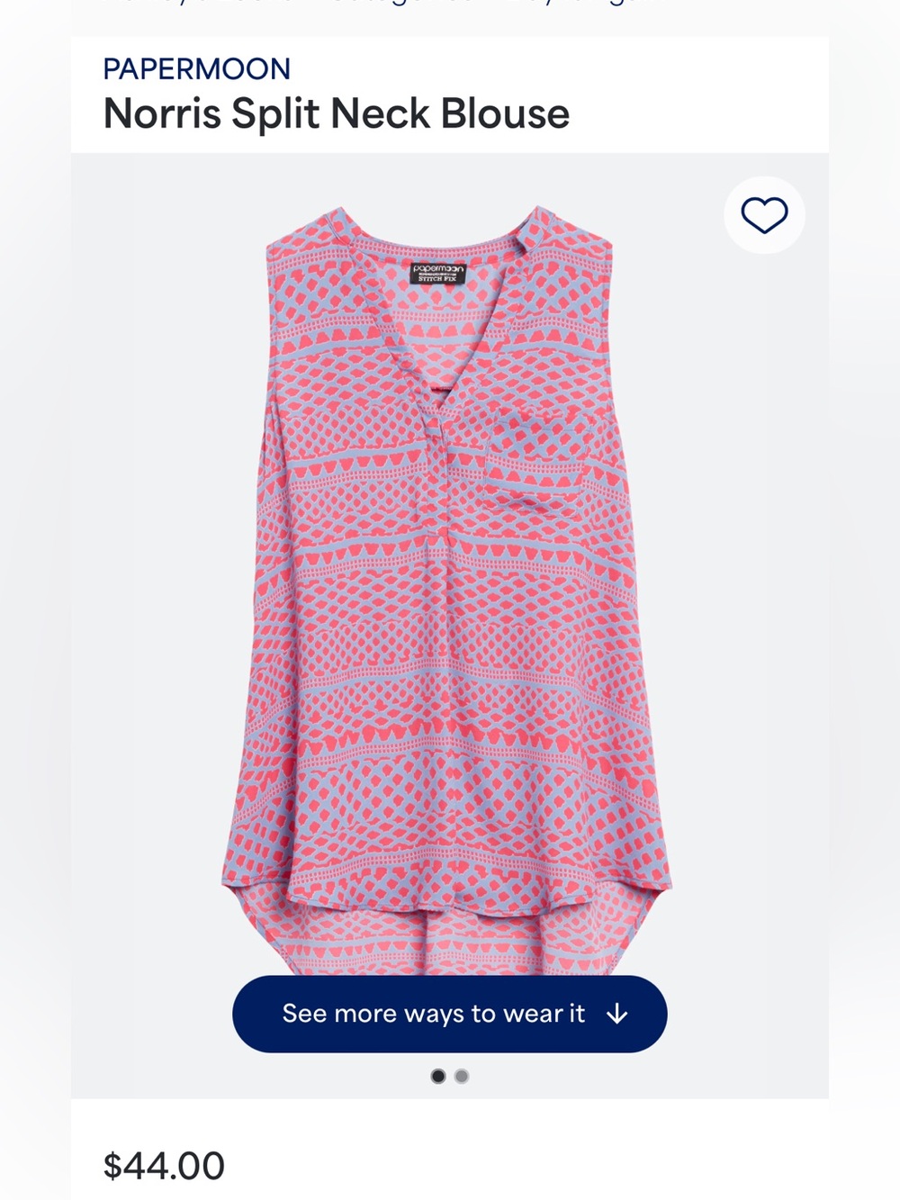 Papermoon Norris Split Neck Blouse